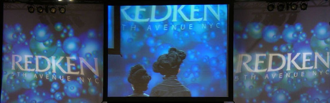 Screens and displays for Redken fashion event management.